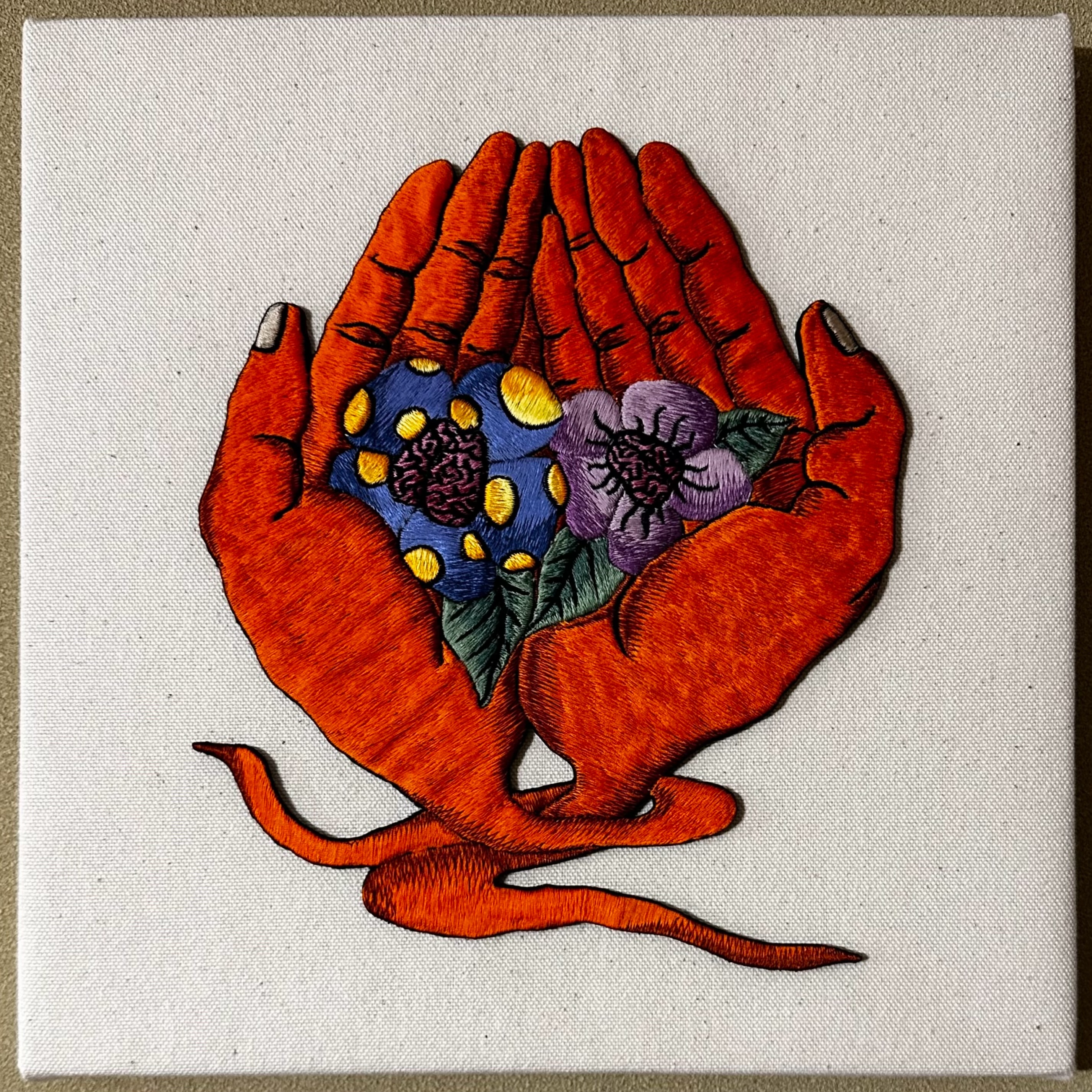 Brain Flower No.7 — canvas embroidery by the artist