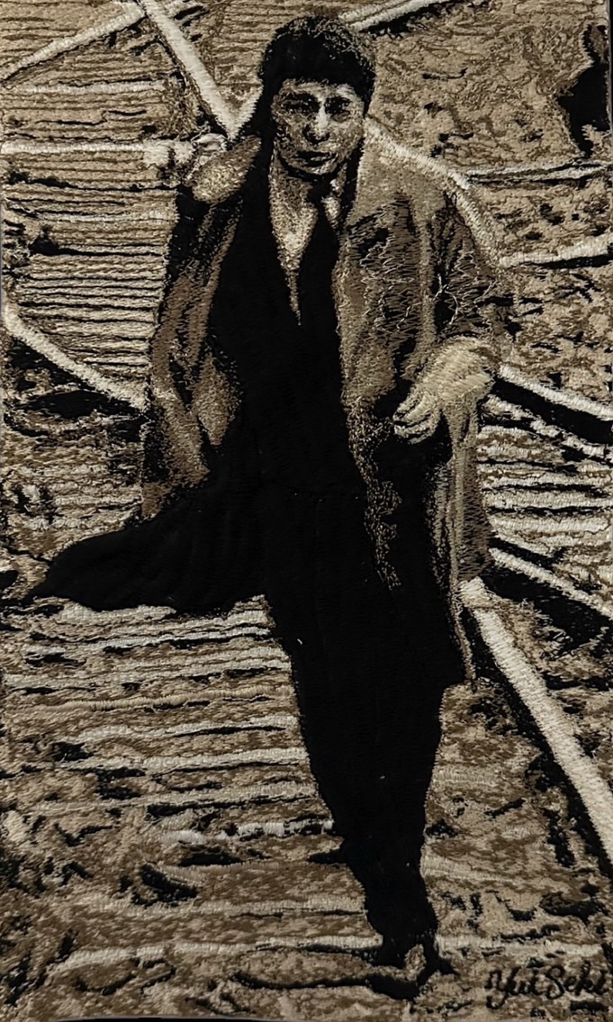 Embroidered tapestry portrait, on display at the Terayama Shuji Museum (work)