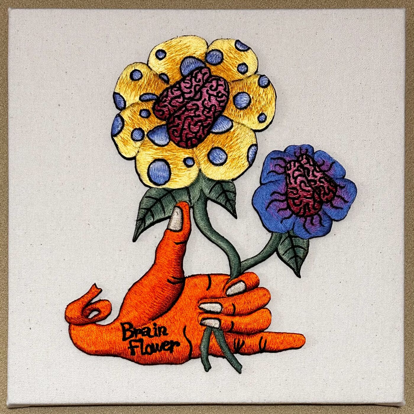 Brain Flower No.8 — canvas embroidery by the artist