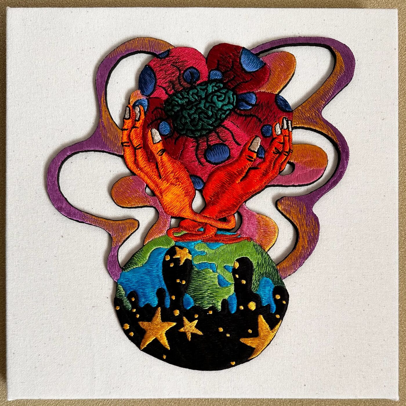 Brain Flower No.9 — canvas embroidery by the artist