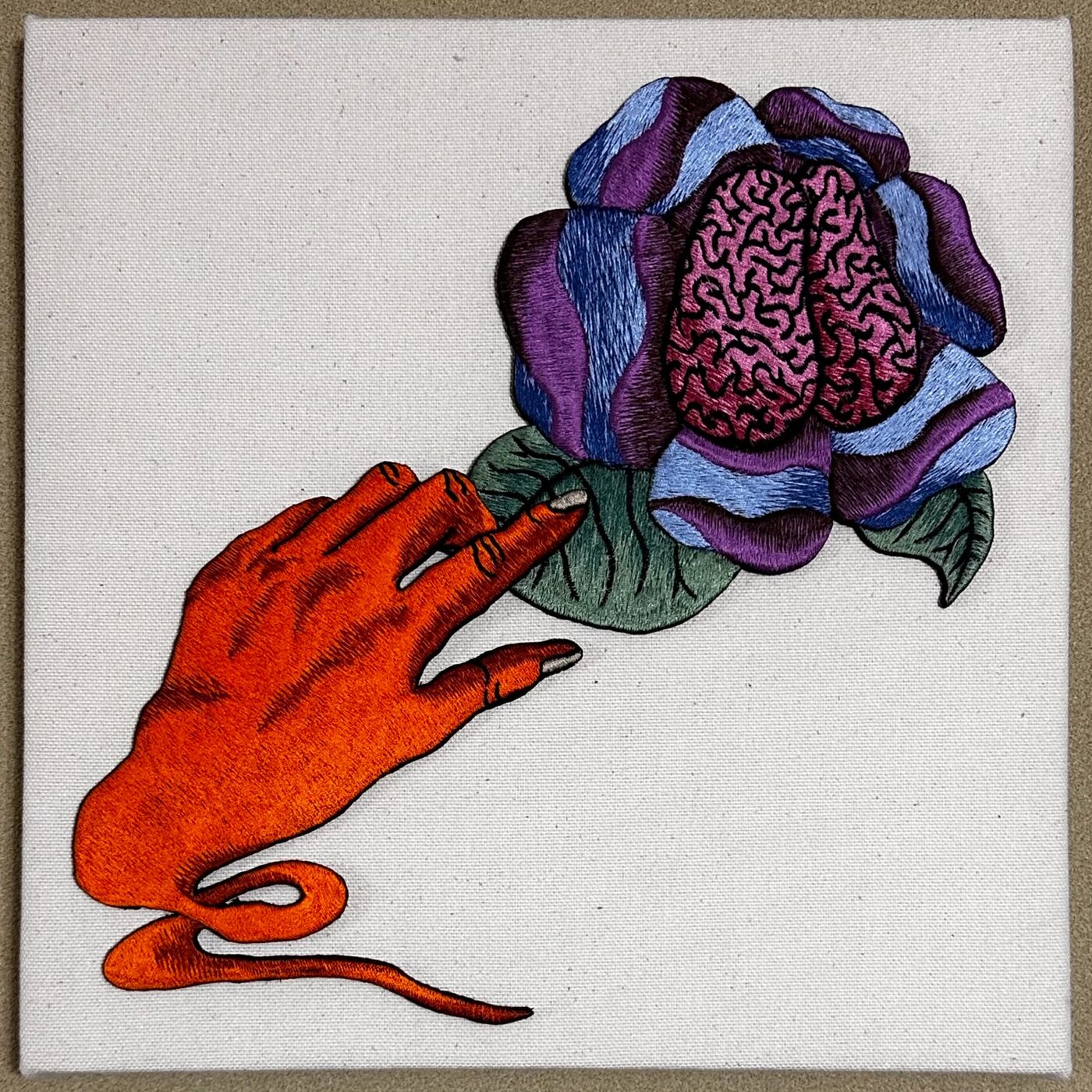 Brain Flower No.6 — canvas embroidery by the artist