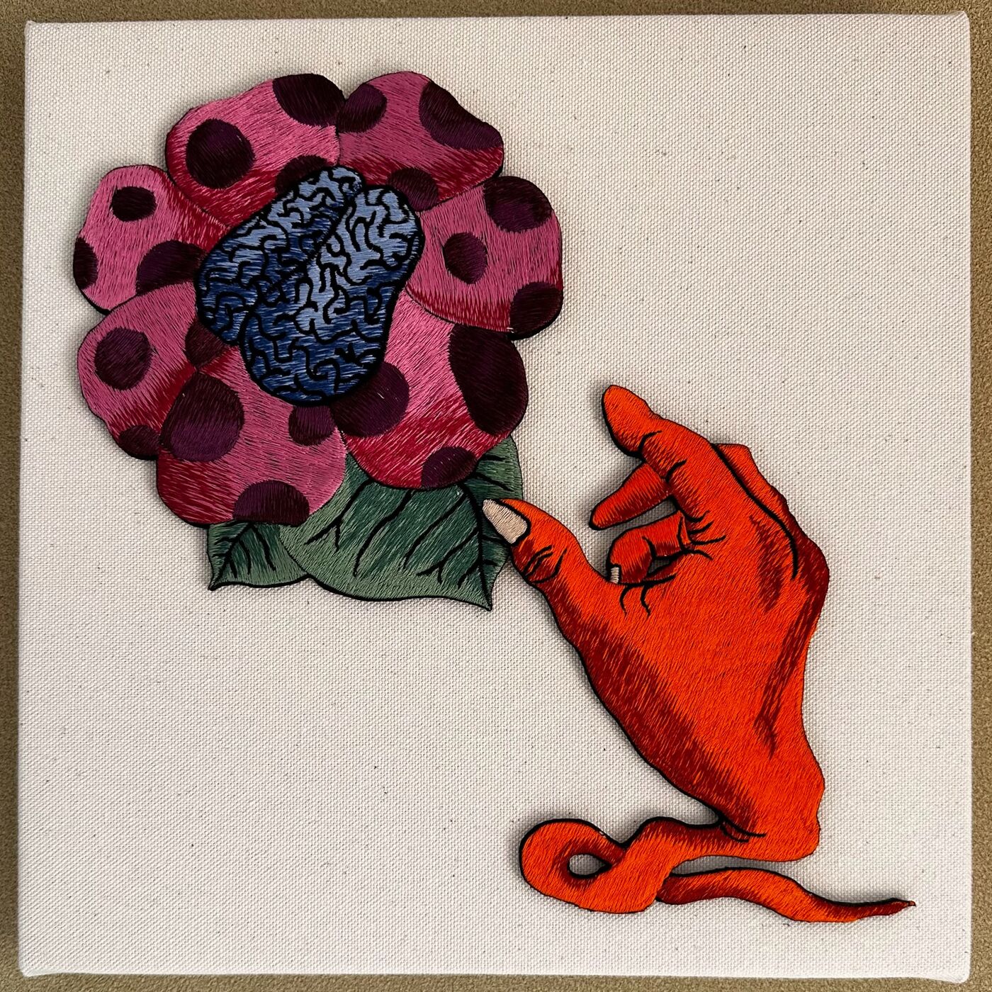 Brain Flower No.4 — canvas embroidery by the artist