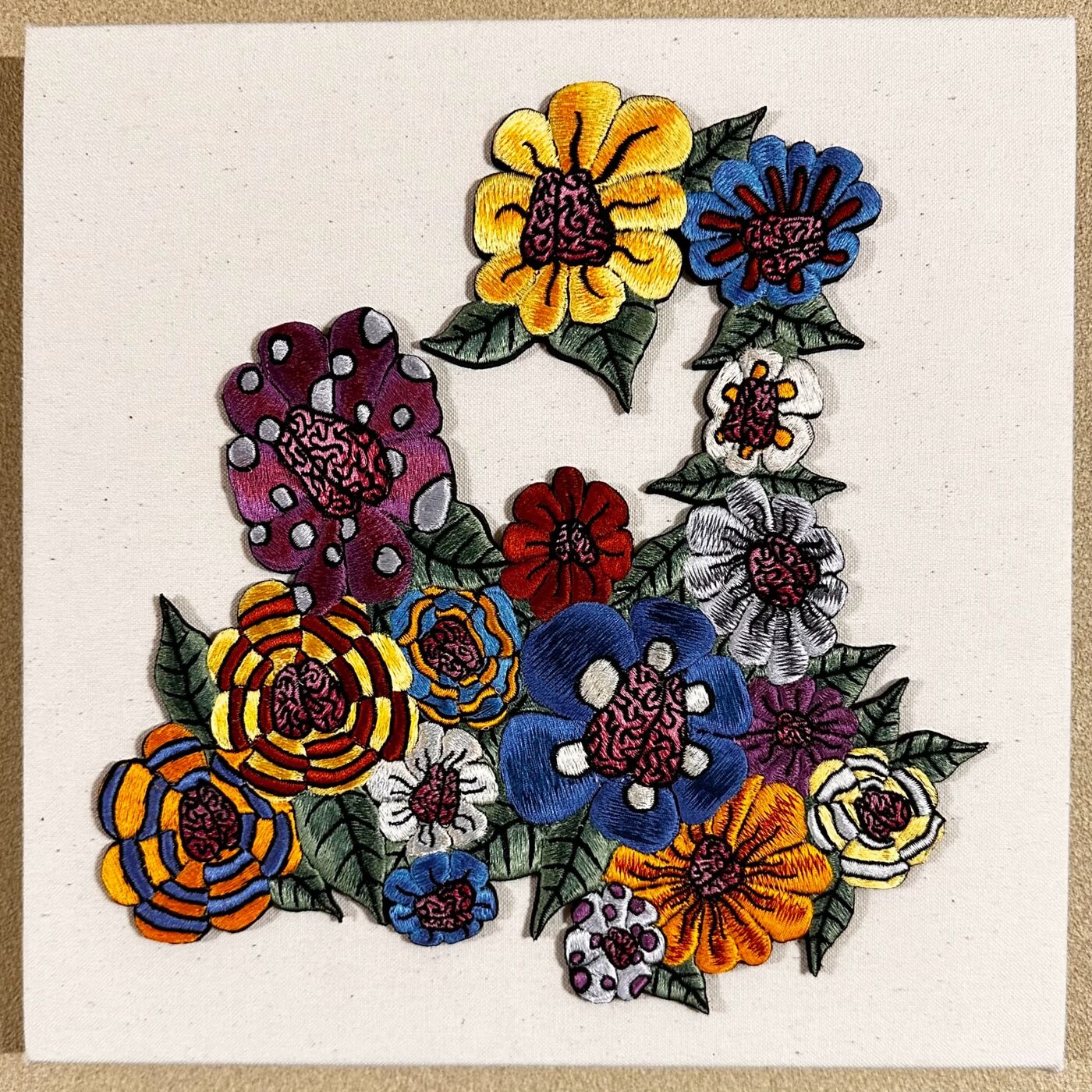 Brain Flower No.3 — canvas embroidery by the artist